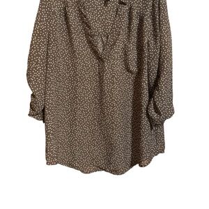 Maurices Brown semi sheer Polka Dot Blouse top ladies large